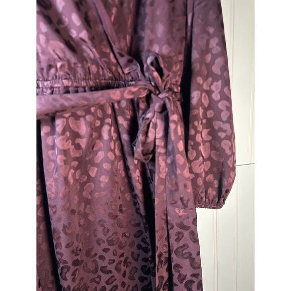 Lane Bryant Leopard Surplice Jacquard Faux Belted burgundy Midi Dress 20 party - Picture 9 of 11